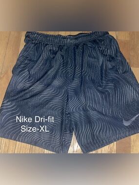 Nike Black Dri-FIT Performance Shorts with Subtle Gray Wave Print